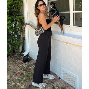 Pantalones de Yoga Casuales y Fluidos para Mujer |   Pantalones de Forro Polar de Pierna Ancha y Tiro Medio con Bolsillo |   Proveedor de Ropa Deportiva al por Mayor - Product Image 2