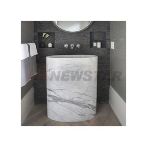 Lavabos sur pied en onyx blanc au design moderne Lavabo autoportant en pierre et marbre Lavabo de salle de bain sur pied - Product Image 4