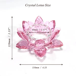 pink Crystal Lotus <strong>Tealight</strong> Candle <strong>Holder</strong> HT-1820 for Home Wedding Valentine's Day Decoration Green Crystal Votive Candlestick - Product Image 2
