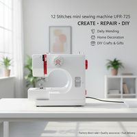 Nouvelle machine à coudre portable UFR-725 en gros, électrique, 12 points, ABS+Métal, garantie 1 an, facile à utiliser, pour bricolage domestique