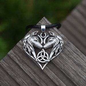 Colgante de Dos Lobos/Perros Entrelazados, Amuleto de Almas Gemelas con Forma de Corazón y Nudo Celta, Collar con Tótem Espiritual - Product Image 2
