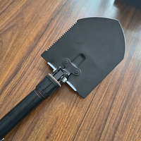 Outil d'extérieur multifonctionnel, pelle de survie tactique pliable durable, lame à pointe ronde, manche de 60 cm, revêtement en poudre noire