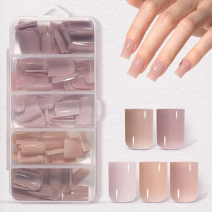 <span class=keywords><strong>Ongles</strong></span> en <span class=keywords><strong>gel</strong></span> souple à couverture complète, 5 couleurs dans une boîte, courts, carrés, à presser, réutilisables, pour <span class=keywords><strong>manucure</strong></span> DIY, vente en gros - Product Image 1