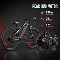 Vélo de montagne électrique avec moteur arrière sans balais 250W, batterie lithium 36V 13Ah, 9 vitesses, cadre en aluminium – Stock européen