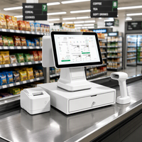 Système de point de vente tactile de bureau 15,6 pouces, processeur Intel I3/I5, ports multi-I/O, caisse tactile pour la vente au détail, supermarché