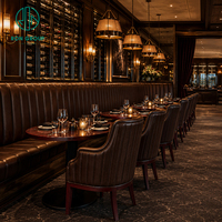 Ensemble de meubles de restaurant commercial sur mesure Ron Group, table ronde en bois, chaise en cuir confortable, banquette en forme de L