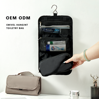 360 pivotant détachable suspendu trousse de toilette résistant à l'eau pochette de maquillage fermeture éclair mode trousse de toilette avec pochette transparente amovible