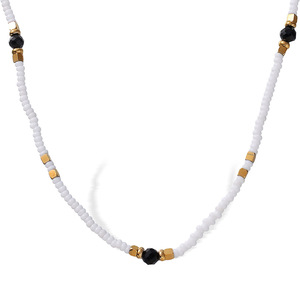 Collier de perles en céramique blanche avec accents dorés, bijoux de fête, chaîne de clavicule pour femme, design simple et élégant - Product Image 5