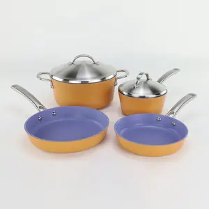 AXA Juego <span class=keywords><strong>de</strong></span> ollas y <span class=keywords><strong>sartenes</strong></span> <span class=keywords><strong>de</strong></span> aluminio forjado interior antiadherente <span class=keywords><strong>de</strong></span> cerámica <span class=keywords><strong>de</strong></span> <span class=keywords><strong>titanio</strong></span> no tóxico sin PFA <span class=keywords><strong>de</strong></span> 4 piezas-color naranja - Product Image 1