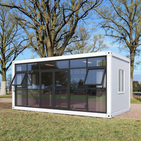 Conteneur carré extensible portable, mur en verre, villa préfabriquée, cuisine au design moderne, étanche, garantie 5 ans, hôtel DBJ