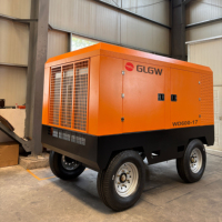 Compresseur d'air à vis mobile diesel à deux étages GLGW fabriqué en usine, 600 CFM, 17 bars, Yuchai 141 kW, pour forage minier