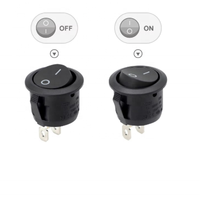 Rocker Switch Black on Off 2 Pin Mini Round Toggle Switch 3A 250V 6A 125V 15MM Circle Switches for RV Car Truck Boat