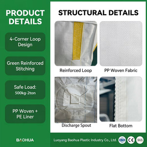 Baohua Sacca Jumbo in PP di Alta Qualità da 1 Tonnellata (1000 kg), Traspirante, Stabilizzata ai Raggi UV, con Fattore di Sicurezza 5:1, per Fiocchi di PET e <span class=keywords><strong>Pellet</strong></span> di Legno - Product Image 5