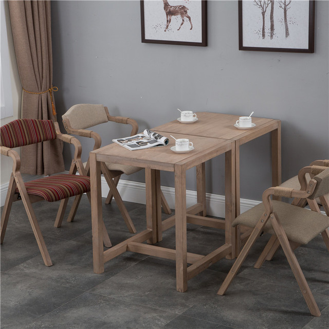 Modern Minimalist Distressed-style Small-apartment Coffee Table Vintage Solid-wood square Dining Table Chair Set