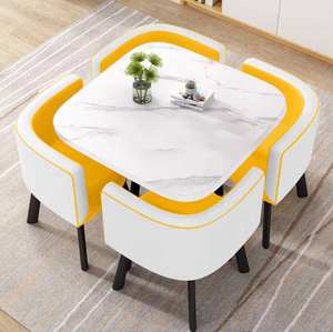 Cafe Shop Furniture Dinning <b>Set</b> Custom Colors <b>Wooden</b> Metal Iron Square <b>Dining</b> Table and <b>Chairs</b> - Product Image 3