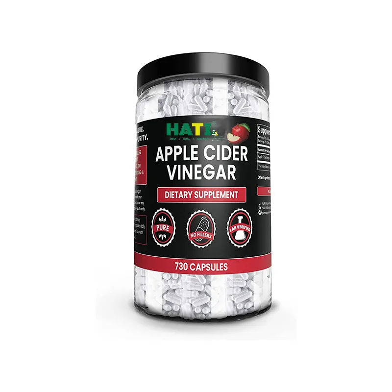 Fourniture de vinaigre de pomme Cidre 10% vinaigre de cidre de pomme 500mg Capsules de vinaigre de cidre de pomme