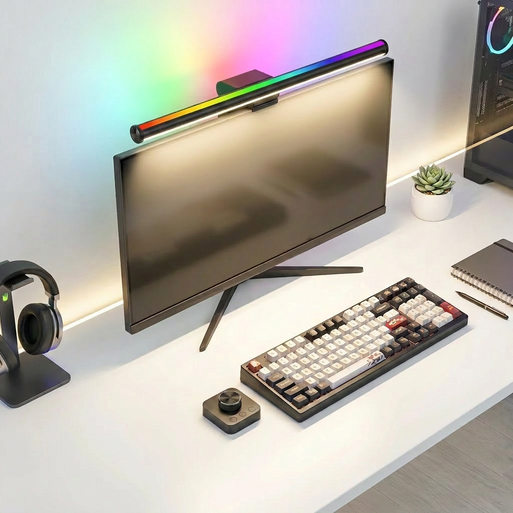 Music Sync RGB LED Monitor Light Bar Screen Hanging Lamp USB Powered Wireless Remote Control Dimmable Light for PC Gamer