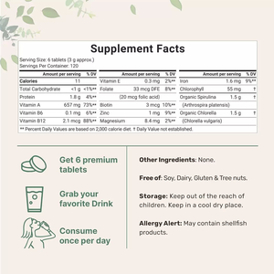 Tablet Spirulina Chlorella organik Vegan Non-GMO 720 "dan Chlorella Vegan organik Spirulina Chlorella - Product Image 6