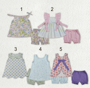 Sibling Baby Girls Colorful Flowers <b>Beach</b> Bows <b>Tunic</b> Ruffle Short Clothes Sets - Product Image 1