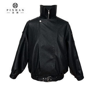 Chaqueta impermeable de cuero PU diseñada para <span class=keywords><strong>hombre</strong></span>, abrigo de piel de conejo de imitación compuesto interno para <span class=keywords><strong>hombre</strong></span>, tapeta ancha a prueba de viento - Product Image 2