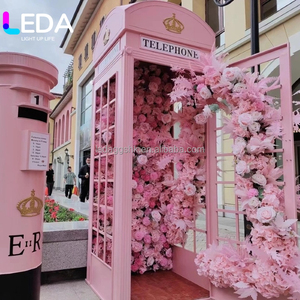 Cabina Telefónica LEDA de Londres, de Hierro, Estilo Antiguo, Color Rosa Floral, en Oferta, Nueva Decoración Artística para el Hogar y Fiestas de Boda - Product Image 1