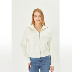 Women's Casual Short Coat Steel Knit Zippered Knitwear Comfortable Daily Coat with Hooded Collar Stylish Top Seasoned Comfort - Product Image 1
