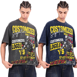 T-Shirt Oversize Personalizzate da <span class=keywords><strong>Uomo</strong></span> in Cotone 100% 300 Grammi con Lavaggio Acido, Stile Streetwear con Stampa Integrale dal Produttore - Product Image 2