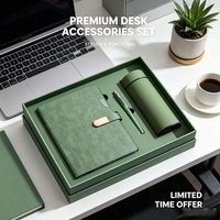 Ensemble cadeau de carnet en cuir pour affaires avec carnet A5, stylo personnalisé imprimé en sérigraphie et gourde isotherme