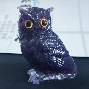 <b>Crystal</b> Owl Resin Figurine Amethyst Citrine Rose Quartz Imitation Jade Home Decoration Office Desktop Gift Artistic <b>Animal</b> Shape - Product Image 4