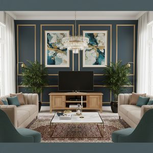 Mueble de TV de Madera Natural Marrón Claro, Duradero, con Armarios y Estante Abierto, Diseño Moderno para Sala de Estar - Product Image 1