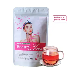 Té blanqueador té flaco piel belleza brillo personalizado herbal piel brillante tez 7 días té de belleza