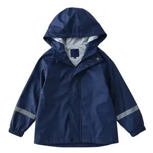 Factory Custom Kids Raincoat Waterproof Girls Boys Rain Jackets Spring Autumn Kids PU Hooded Outerwear