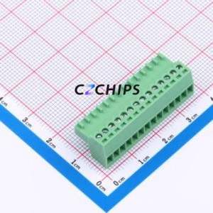 DB2EK-2.54-14P-GN-S Plug-in Terminal Block P=2.54mm Connector Male Plug 1x14P 2.54mm Green - Product Image 1
