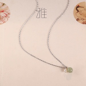 Collier de luxe en jade de Hotan naturel de haute qualité et perles d'eau douce, élégant et tendance, chaîne de collier de 5-6 mm, pendentif tendance - Product Image 2