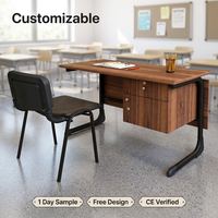 Meubles de classe scolaire, usine certifiée ISO, bureau et chaise d'enseignant en bois robuste avec casier pour salle de classe