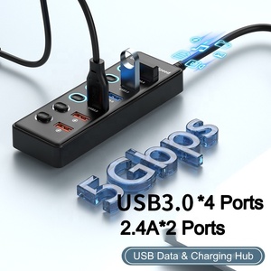 사용자 정의 로고 6 in 1 도킹 USB 12V Otg 전원 스위칭 포트 Usb3.0 4 Por 허브 (전원 공급 장치 어댑터 포함) - Product Image 2