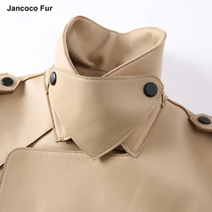 Jancoco Multi Color Genuine <strong>Sheepskin</strong> Bomber Leather Coat Women Short Motorcycle Leather <strong>Jackets</strong> - Product Image 3