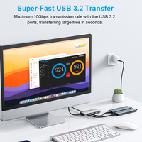 OEM ODM Mini Dock Station al por mayor 7 en 1 Dock Dual Usb C Hub SD/TF 10Gbps Video Usbc Multiport Adapter 7 en 1 Hub Usb Switch