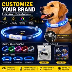 Collier LED Lumineux Rose Orange Clair pour Chien, Collier Intelligent Personnalisé pour Animaux de Compagnie par Grand Fabricant, Réfléchissant, en Silicone, Étanche, Motif Uni - Product Image 4