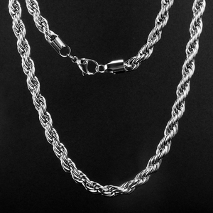 Chaîne à maillons torsadés hip hop en acier inoxydable plaqué or 18K multi-tailles personnalisée chaînes de collier ras du cou chaînes de corde pour hommes femmes - Product Image 5