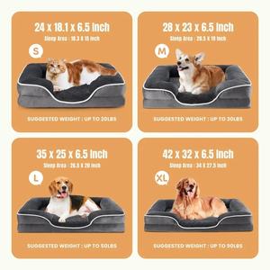 Cama para Mascotas de Espuma Viscoelástica, Rectangular, Tipo Sofá, con Funda Lavable y Extraíble, Cómoda, Suave, Antideslizante, Forro Impermeable, para Perros y Gatos - Product Image 6