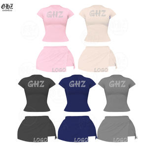 ชุดโยคะสองชิ้นสำหรับผู้หญิง ฤดูใบไม้ผลิ รับทำโลโก้ ชุดกระโปรงกางเกงขาสั้น 2 ชิ้น ชุดออกกำลังกายสำหรับผู้หญิง ชุดโยคะกระโปรง - Product Image 1