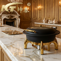 Ensemble de réchauds de buffet en acier inoxydable doré de haute qualité, capacité 6L, alimenté à l'alcool, maintien au chaud des aliments pendant 24 heures, pour hôtels, manuel