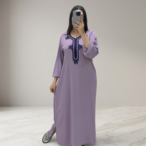Gandoura Marroquí, Kaftán para Mujer, Bordado, Transpirable, Abaya Musulmana, Manga Larga, Corte Holgado, Largo hasta el Tobillo, Estilo Vintage, para Uso Diario y de Oración - Product Image 2