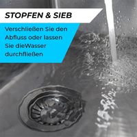 Tapón y Filtro de Desagüe Universal para Fregadero de Cocina, Ajustable en Altura, de Acero Inoxidable Pulido (82 mm)