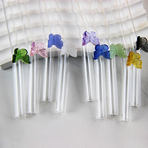 Cao thủy tinh Borosilicate rơm với 3D kính bướm hồng cung kính rơm Tùy chỉnh màu sắc có sẵn máy rửa chén an toàn - Product Image 5