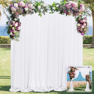 Rideau de fond blanc anti-plis 10x10 pieds pour fêtes, draperies en tissu doux, rideau de fond noir pour mariage 5x10 pieds, 2 panneaux - Product Image 3