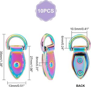 ตัวล็อคกระเป๋าโลหะรูปใบไม้หลากสีสัน WADORN Pack Rainbow พร้อมสายโซ่คล้องกระเป๋า - Product Image 2