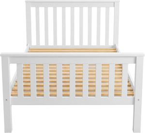 <span class=keywords><strong>Letto</strong></span> <span class=keywords><strong>Singolo</strong></span> Pieghevole in Legno di Pino Massiccio da 3 Piedi con <span class=keywords><strong>Testiera</strong></span> e Piedi Bassi, Design Moderno, Bianco 198Lx98Wx82H - Product Image 5