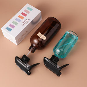 ขวดแก้วใส่น้ำมันหอมระเหยแบบเติมได้ขวดบอสตันพร้อมปั๊มสเปรย์ทริกเกอร์สีดำขนาด250มล. 500มล. สีฟ้าใส - Product Image 4